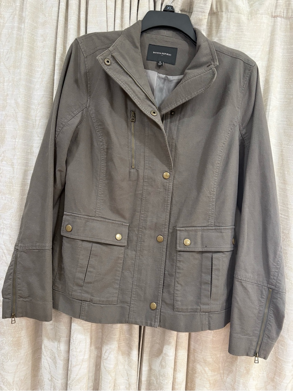 Banana Republic Olive-Gray Utility Jacket with Brass Hardware